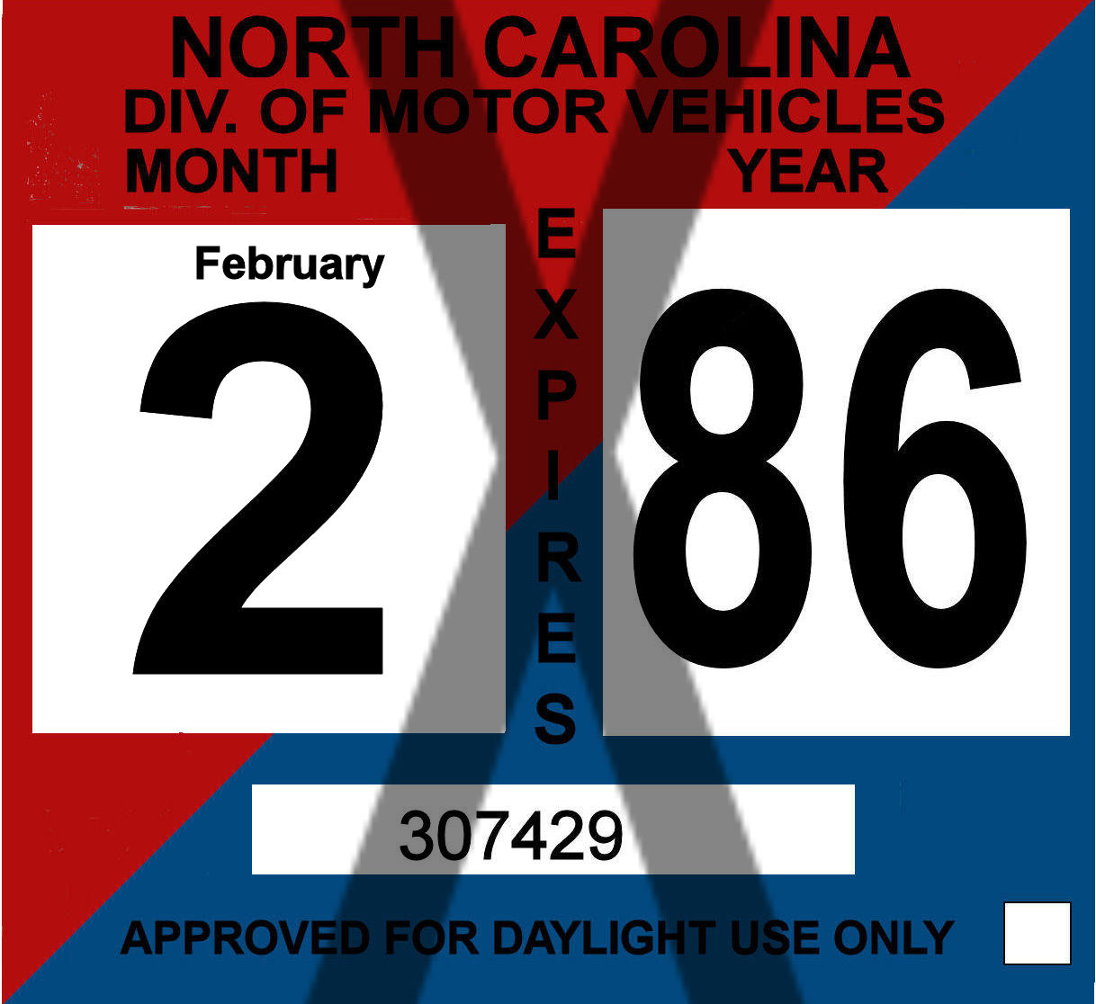 (image for) 1986 North Carolina INSPECTION Sticker